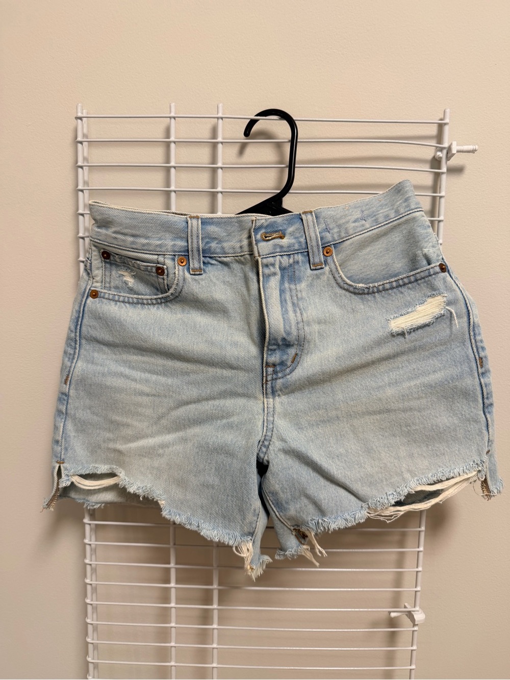 Madewell Light Blue Distressed Denim Cutoff Shorts